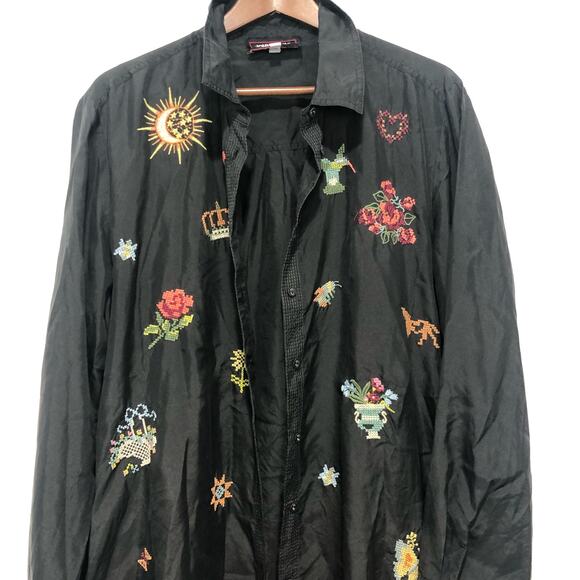 Johnny Was Women's Alexandria Embroidered Relaxed Silk Shirt Size L - Picture 4 of 10